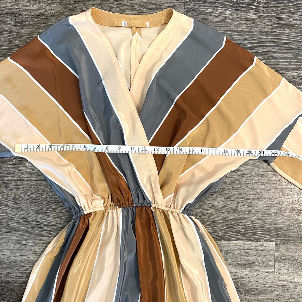 Vintage striped wrap front midi dress - Picture 10 of 13